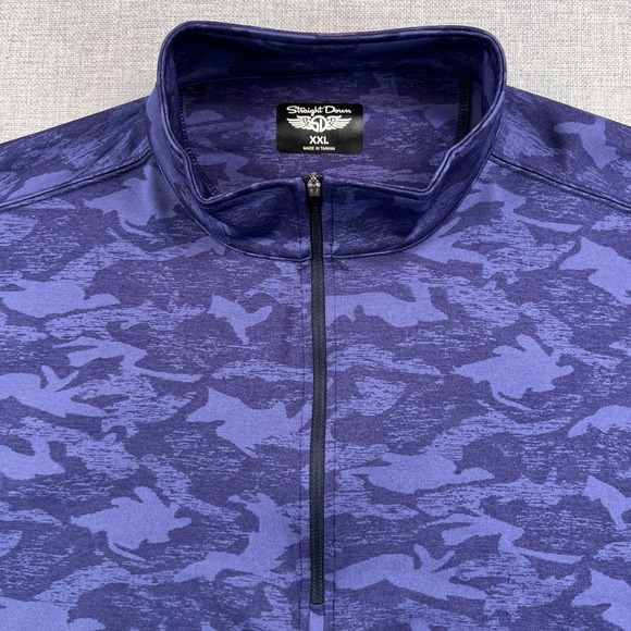 Straight Down Golf Blue Camo 1/4 Quarter Zip Pullover Men XXL Crystal Mountain - Picture 2 of 11